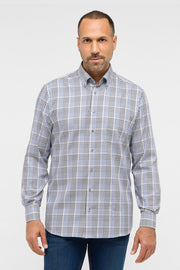 Long-Sleeved Micro-Check Sport Shirt in  2 Colours