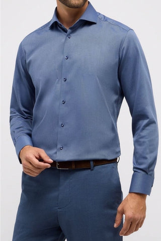 Long-Sleeved Modern-Fit Sport Shirt in 2 Textured Colours