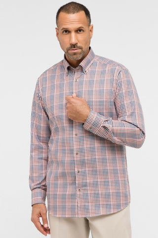 Long-Sleeved Micro-Check Sport Shirt in  2 Colours