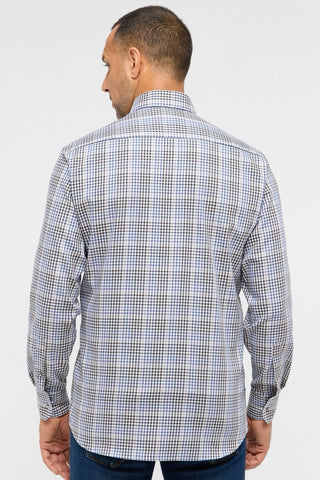 Long-Sleeved Micro-Check Sport Shirt in  2 Colours