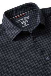 Long-Sleeved Houndstooth Jersey Shirt