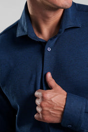 Long Sleeve Knit Casual Shirt in Navy