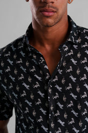 Nova Big Cat Short Sleeve Shirt in Black