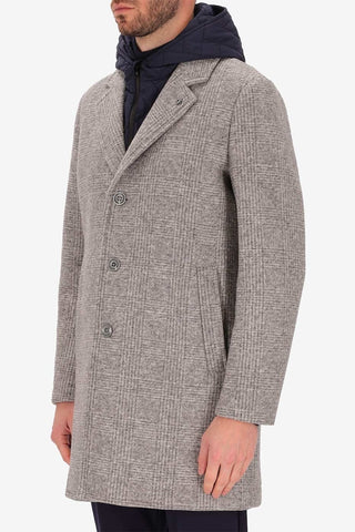 Amos Top Coat in Pearl-Grey Plaid