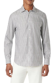 Axel Long-Sleeved Shirt in Distressed Asphalt Banker Stripe