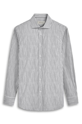 Axel Long-Sleeved Shirt in Distressed Asphalt Banker Stripe