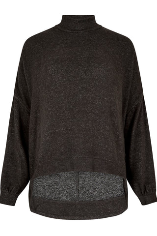 Soft Touch Mock Neck Oversized Sweater in Charcoal