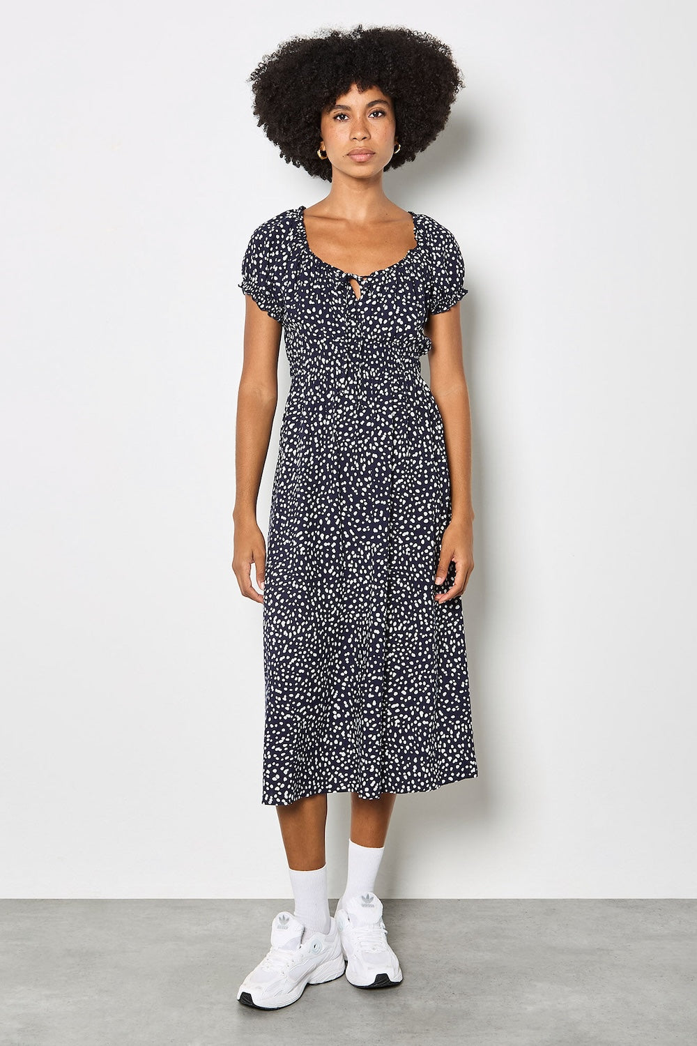 Milkmaid Midi Spot Printed Dress  chrisjameskingston