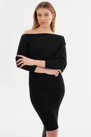 Zenobia Knit Midi-Dress in Black