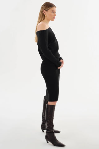 Zenobia Knit Midi-Dress in Black