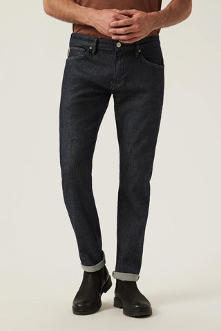 Cool Tapered-Legged Jeans in Dark Blue Selvedge