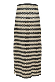 Molin Long Lace Skirt in Black-and-Broken-White Stripe