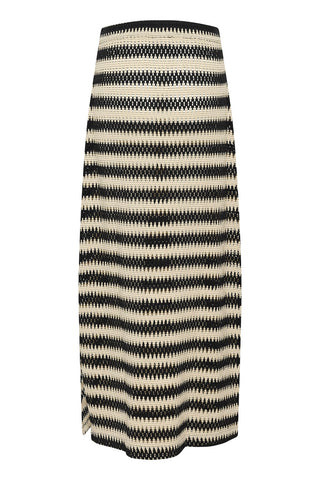 Molin Long Lace Skirt in Black-and-Broken-White Stripe