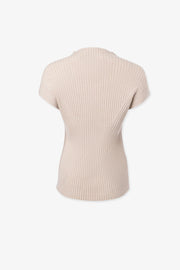 Cap-Sleeved Ribbed Pullover in 2 Colours