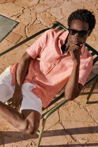 Short-Sleeved Sport Shirt in Coral