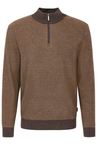 Troyer Quarter-Zip Cotton-Blend Sweater In 2 Tweedy Colours