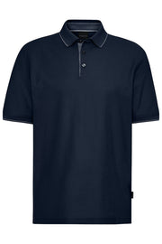 Short-Sleeved Jacquard Knit Polo in Navy