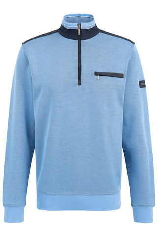 Sporty Quarter-Zip Sweater in Blue