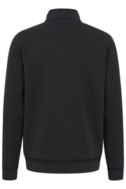 Long-Sleeved, Full-Zip Knit Sweater in Black