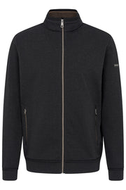 Long-Sleeved, Full-Zip Knit Sweater in Black