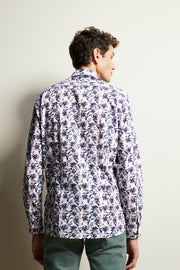 Long-Sleeved Sport Shirt in Multicoloured Tropical Print