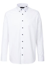 Long-Sleeved, Button-Down Sport Shirt in White