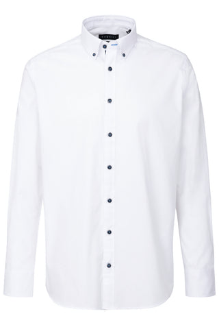 Long-Sleeved, Button-Down Sport Shirt in White