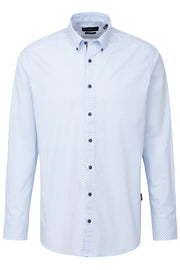 Long-Sleeved Sport Shirt With Light-Blue Geometric Print