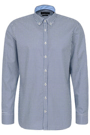 Long-Sleeved Button-Down Sport Shirt in Blue GeoPrint