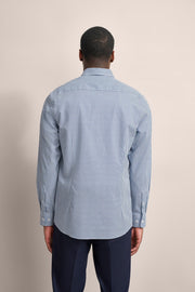 Long-Sleeved Button-Down Sport Shirt in Blue GeoPrint