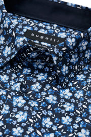 Long-Sleeved Sport Shirt in Blue Floral Pattern