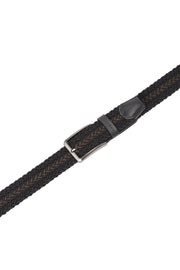 Braided Stretch Belt in Two-Tone Black-and-Brown