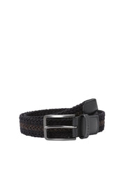 Braided Stretch Belt in Two-Tone Black-and-Brown