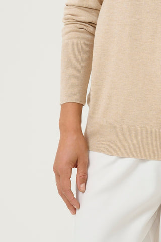 Lizza Long-Sleeved Knitted Pullover in Feather Grey