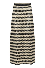 Molin Long Lace Skirt in Black-and-Broken-White Stripe