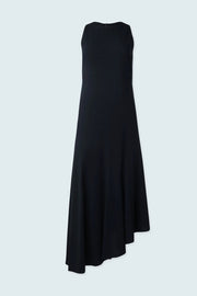 Godet Bias-Cut Dress in Navy