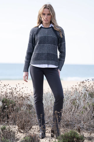 Sweater with Removable Neck Piece in Navy