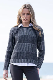 Sweater with Removable Neck Piece in Navy