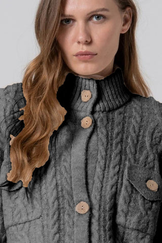 Cable Cardigan Sweater in Grey