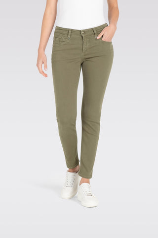 Rich Slim Cotton Pants in Olive Night