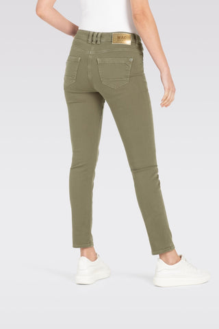 Rich Slim Cotton Pants in Olive Night