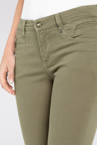 Rich Slim Cotton Pants in Olive Night