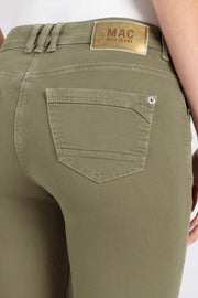 Rich Slim Cotton Pants in Olive Night