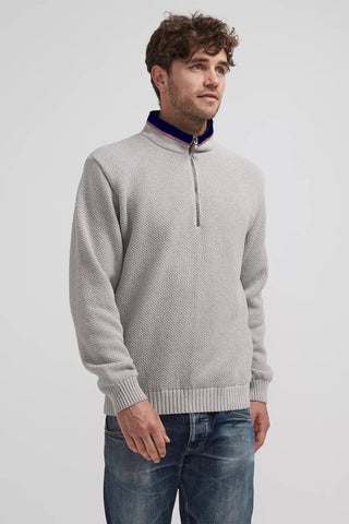 Classic Windproof Quarter-Zip Knitted Cotton Sweater in 4 Colours