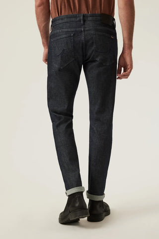 Cool Tapered-Legged Jeans in Dark Blue Selvedge