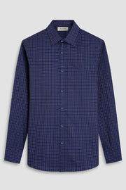 Julian Long Sleeve Woven Shaped Shirt in Navy Check