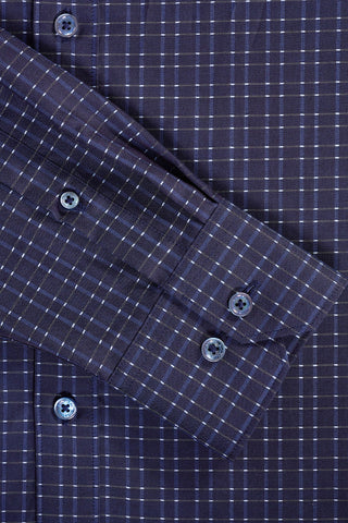 Julian Long Sleeve Woven Shaped Shirt in Navy Check