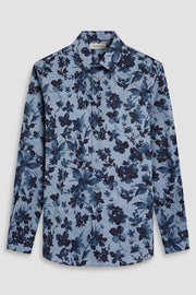 Julian Long Sleeve Woven Shaped Shirt in Cobalt