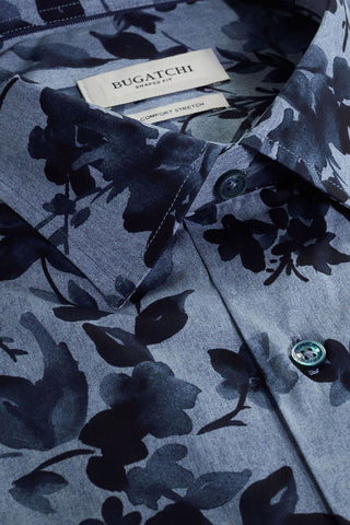 Julian Long Sleeve Woven Shaped Shirt in Cobalt