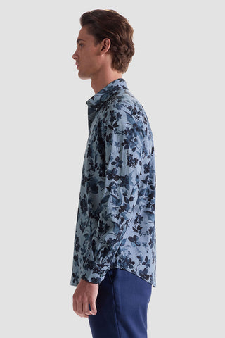 Julian Long Sleeve Woven Shaped Shirt in Cobalt